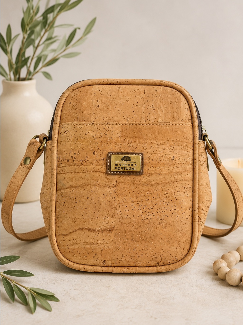 Cork Crossbody Bag - Tan